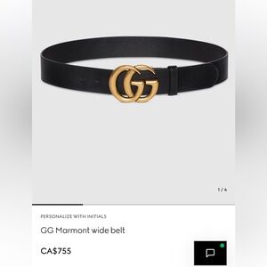 Authentic Gucci Marmont wide belt with Gold Buckle 75 / 30